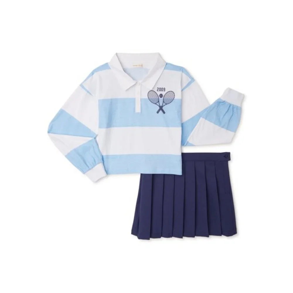 New Girl's Size 16 School uniform preppy rugby top and pleated skirt 2 piece New